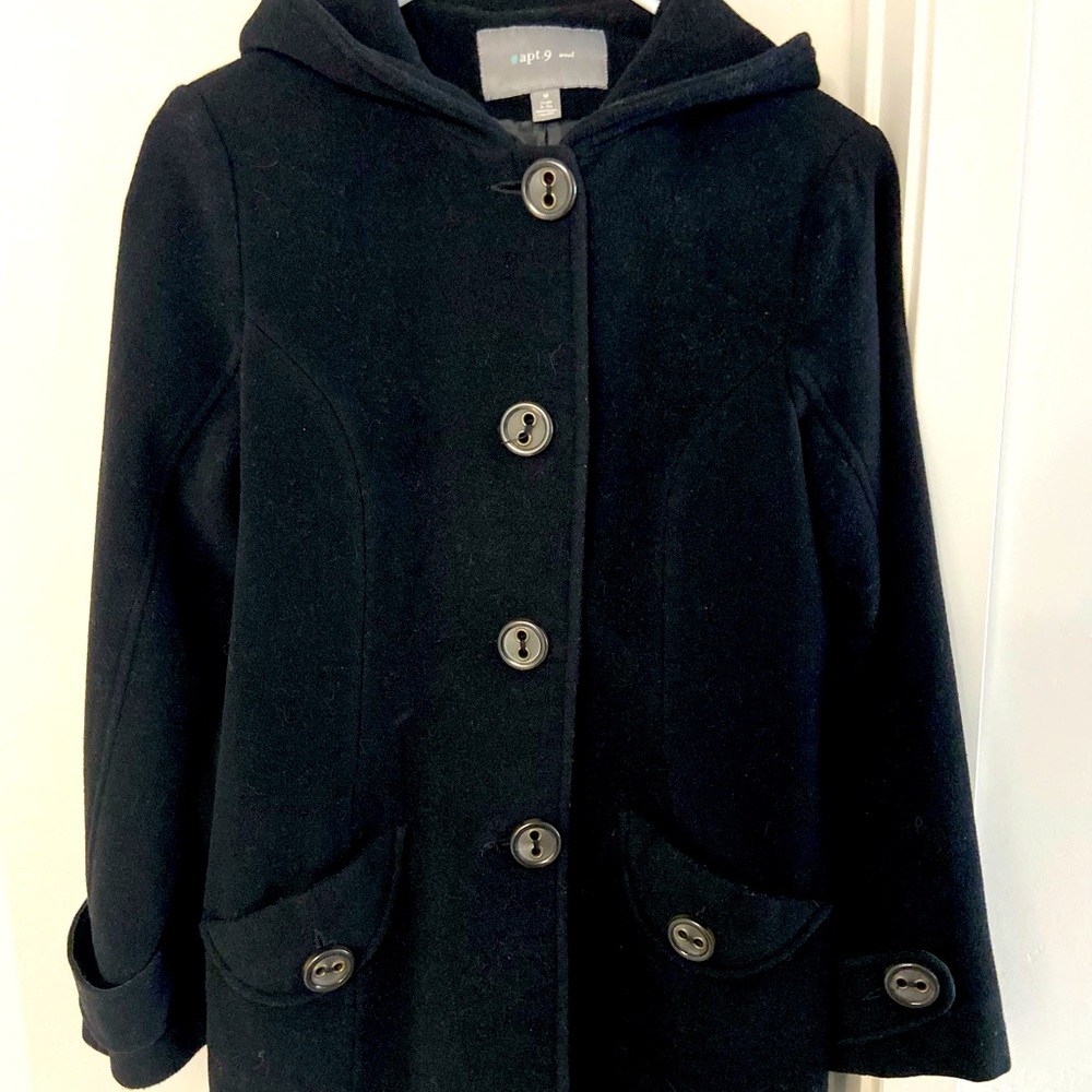 Black Pea Coat Mid-Thigh length